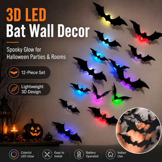 3D LED Halloween Bat Wall Decor –30% OFF