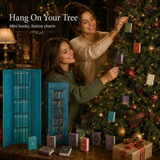 Tiny Bookery Advent Calendar, 25‐Day Mini Book Ornaments | Christmas Countdown Gift for Book Lovers