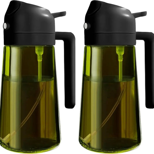 2-in-1 Light-Blocking Glass Oil Sprayer & Dispenser – 2 Pack