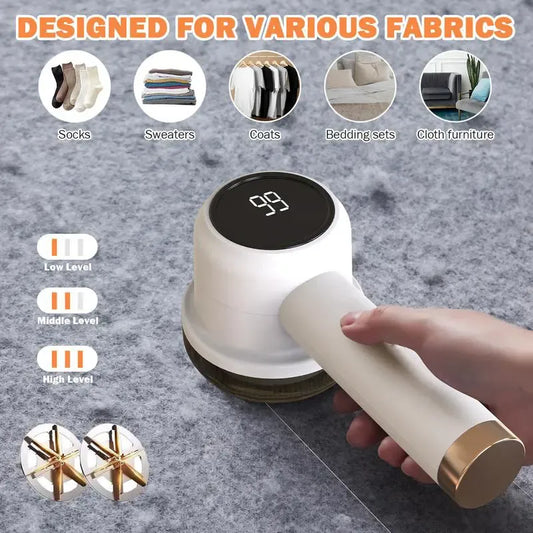 Rechargeable Fabric Shaver with 3-Speed LED Display